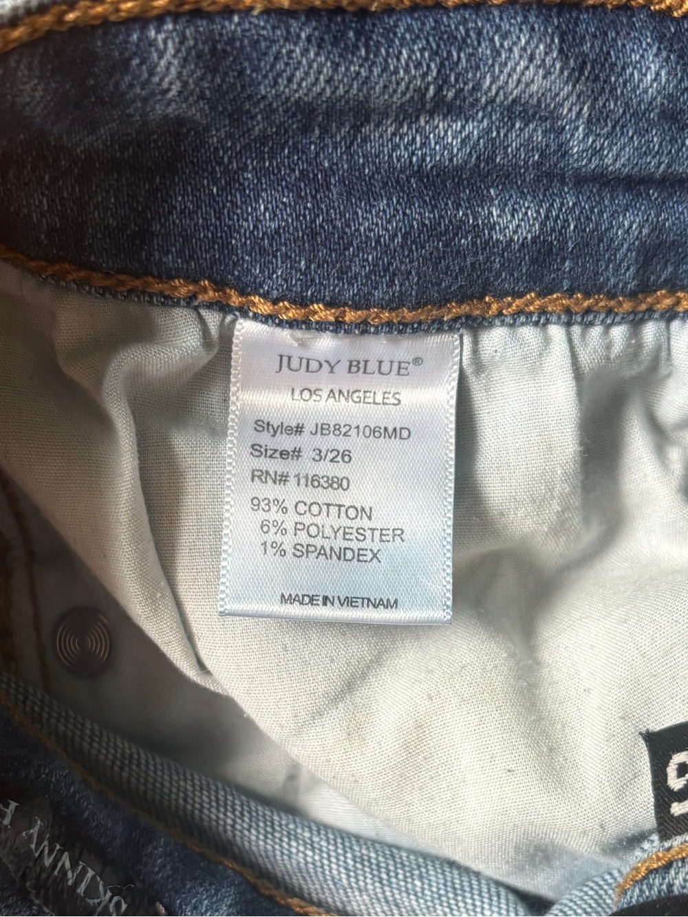 Judy Blue Skinny Fit Jeans Size 3/26 Medium Wash Stretch Denim 26x27 - Picture 5 of 6